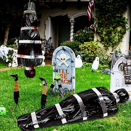 Miniatura 5 de Cuerpo muerto de Halloween, cadáver colgante de 5 pies, decoraciones de Halloween para víctimas muertas, casa espeluznante embrujada, decoración