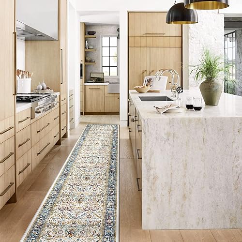 Miniatura 2 de Alfombra lavable de 2 x 10 pies, antideslizante, lavable, impermeable, para pasillo, cocina, sala de estar, dormitorio, baño (color marfil, 2 x 10)