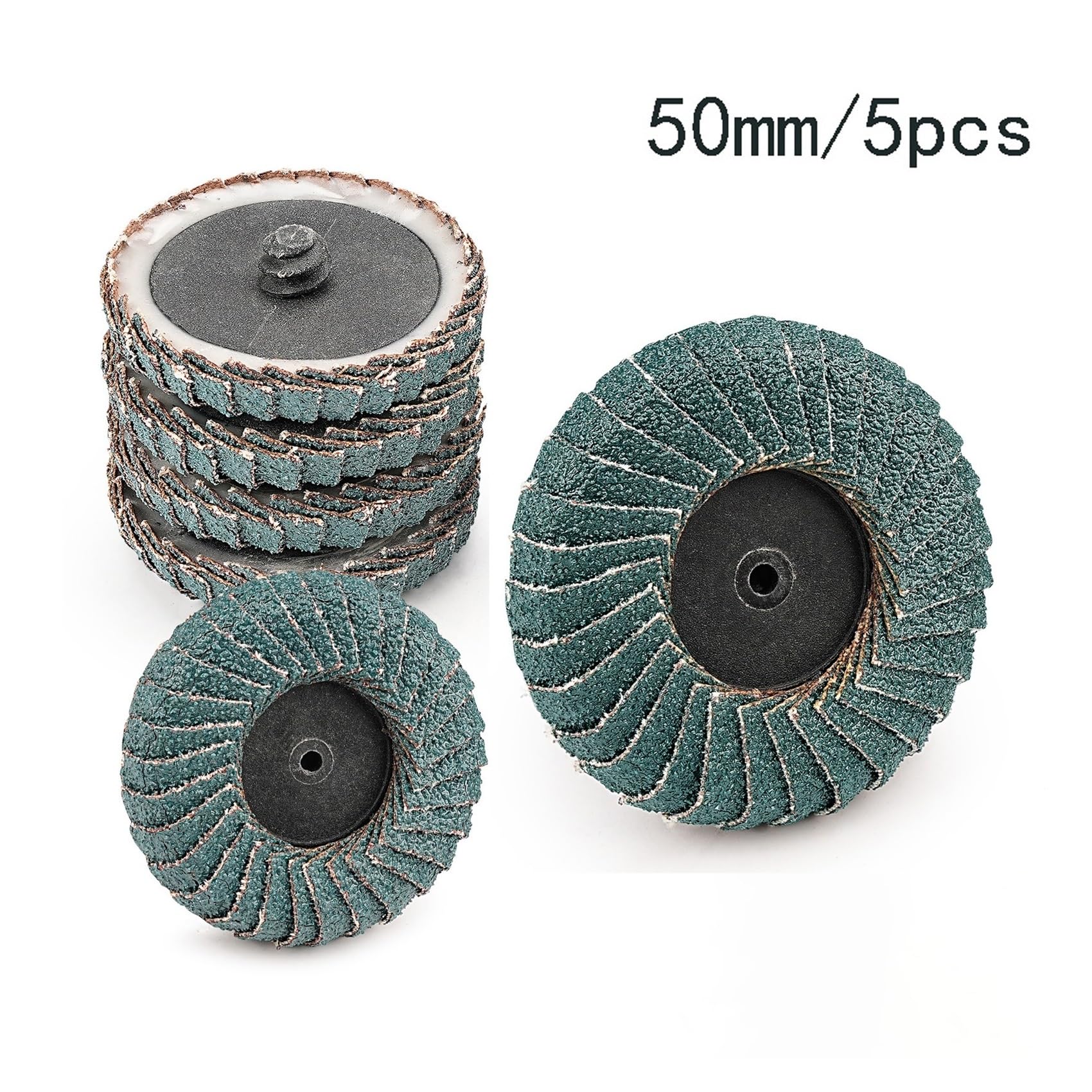 5 Pezzi 50 mm zircone Filetto abrasivo lamellare Disco lamellare lucidatura Mola abrasiva a Cambio rapido for lucidatura sbavatura Superficiale(P60_50MM)