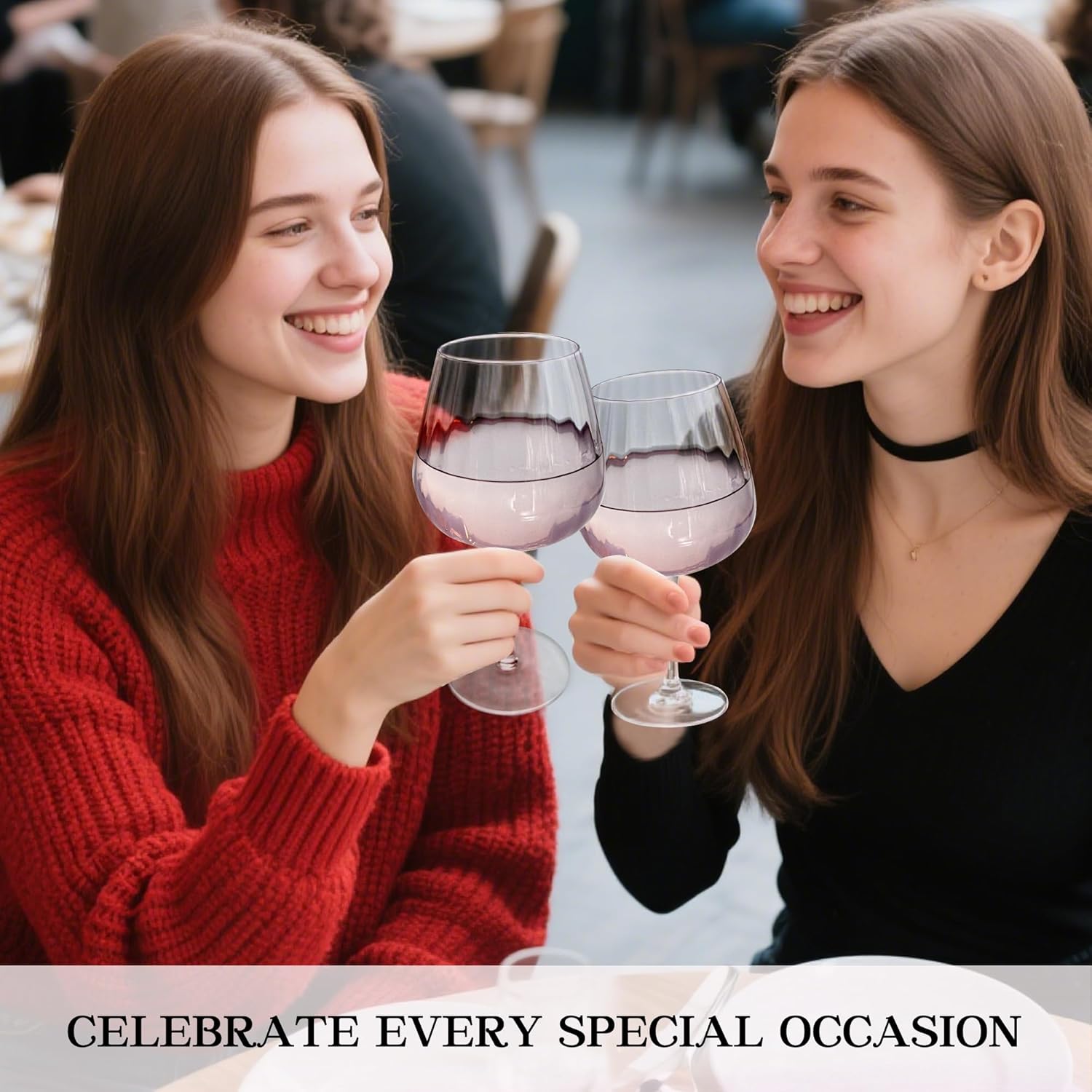 Pink Wine Glasses Set of 2, Birthday Gifts for Women, 21oz Large Wine Glasses, Colored Crystal Glassware, Unique Drinkware Gift for Friend, Mom, Wife, Wedding, Anniversary, Special Occasions - Image 6