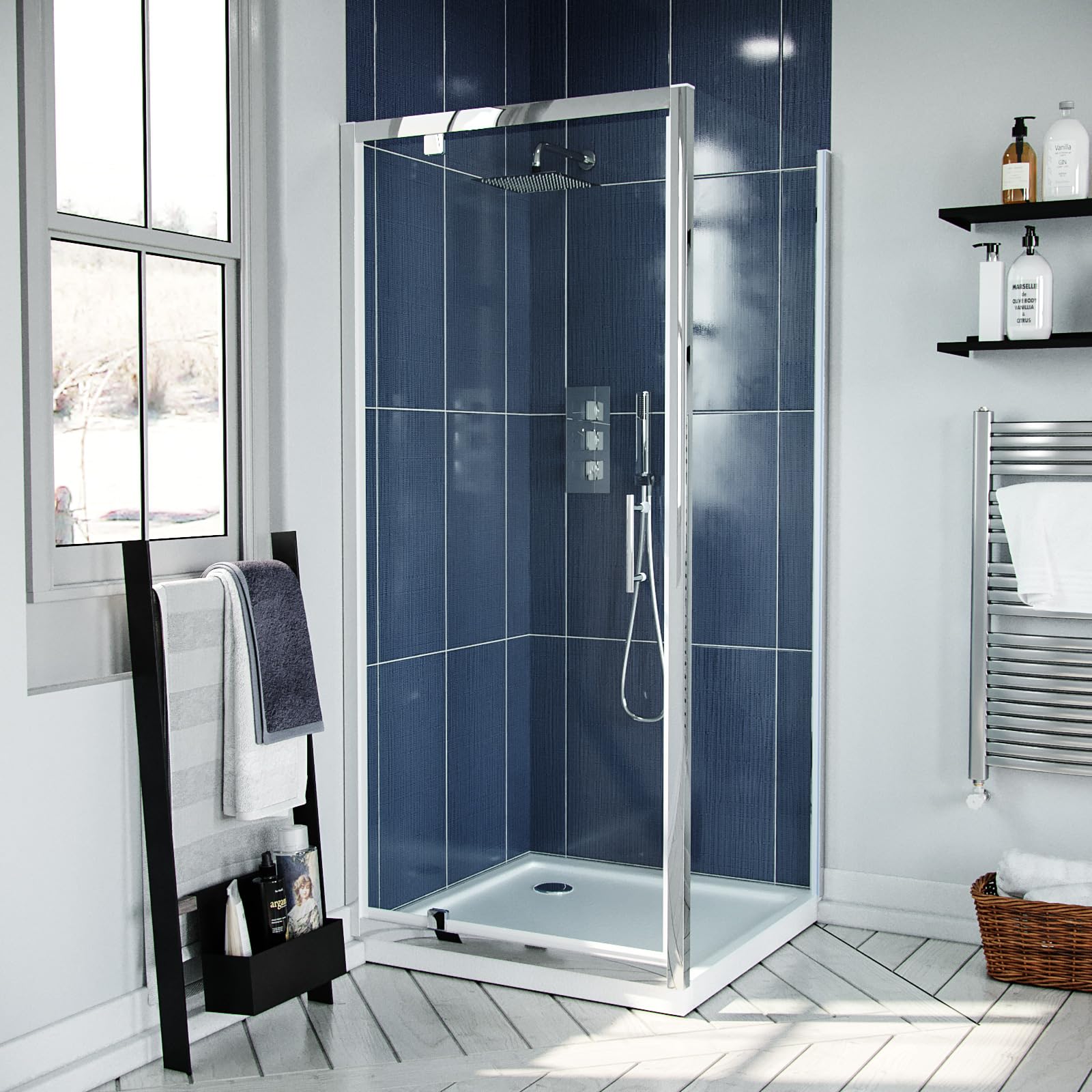 Nes Home Chrome 900 X 800Mm Pivot Door Shower Enclosure & Side Panel