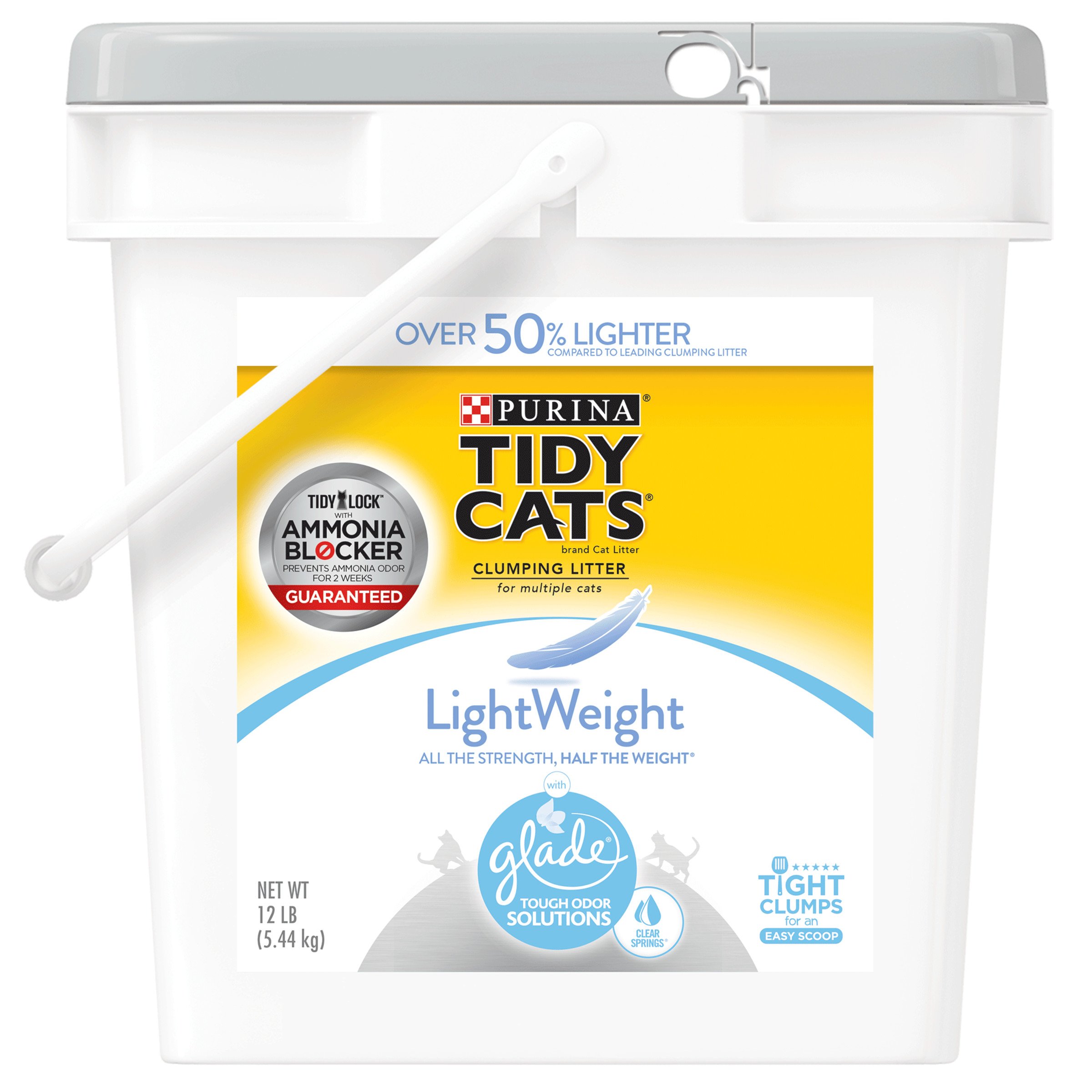 Purina Tidy Cats Light Weight, Dust Free, Clumping Cat Litter, LightWeight Glade Clear Springs Multi Cat Litter - 12 lb. Pail