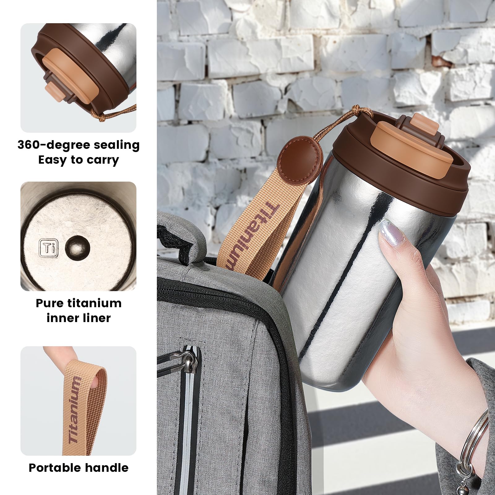 Tasse de voyage en titane de 414 ml
