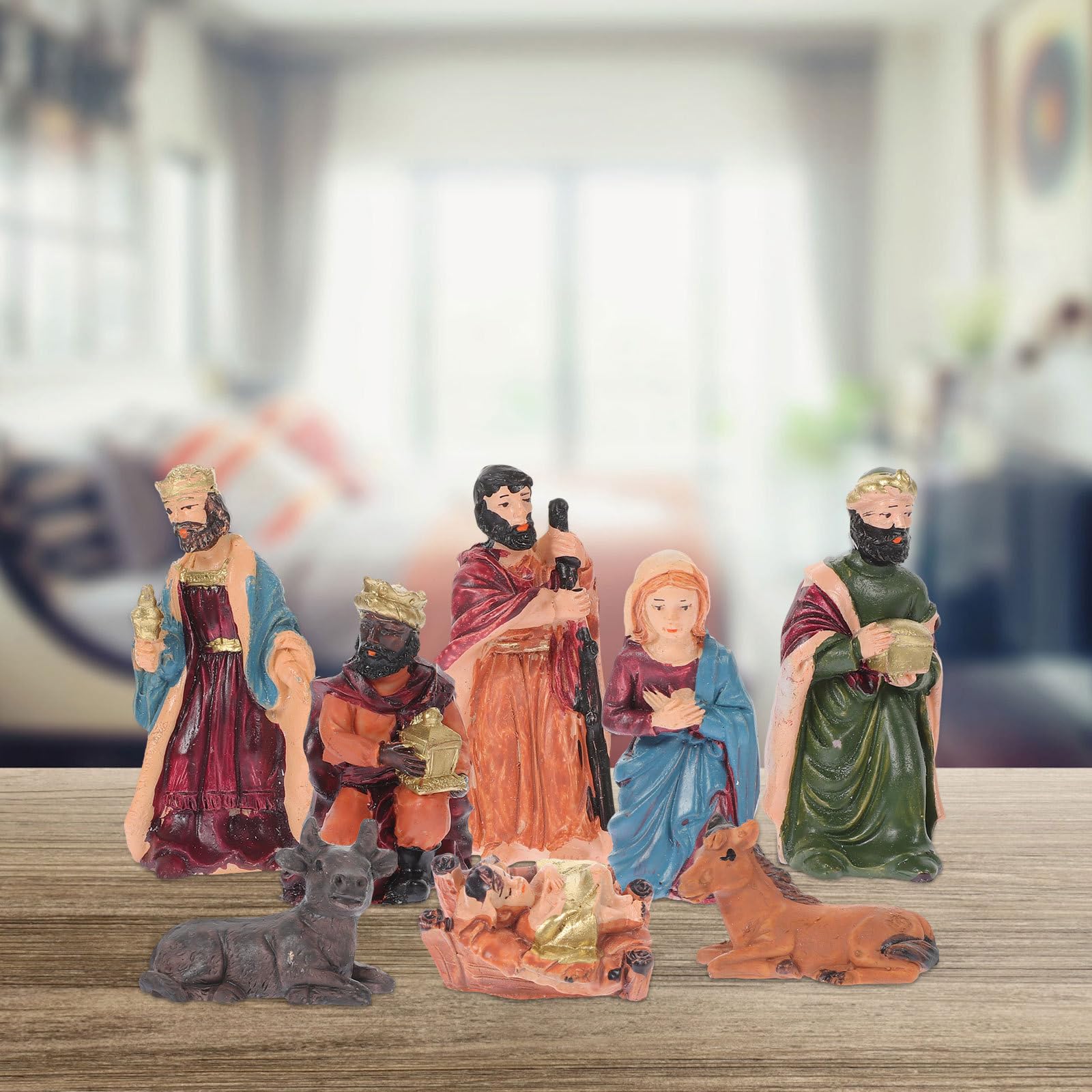 TOYANDONA 4 Sets Kleines Krippenset aus Kunstharz, für Büro und Kirche