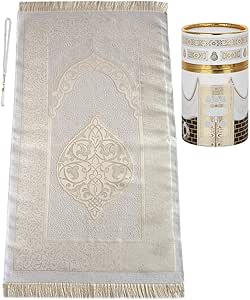 ihvan online Moslim gebedskleed met 99 kralen, Tasbih & reistas, zachte taft, Sajadah, lichtgewicht en opvouwbare Janamaz, draagbare gebedsmat, islamitisch cadeau voor Eid, Ramadan, Hadj & Umrah
