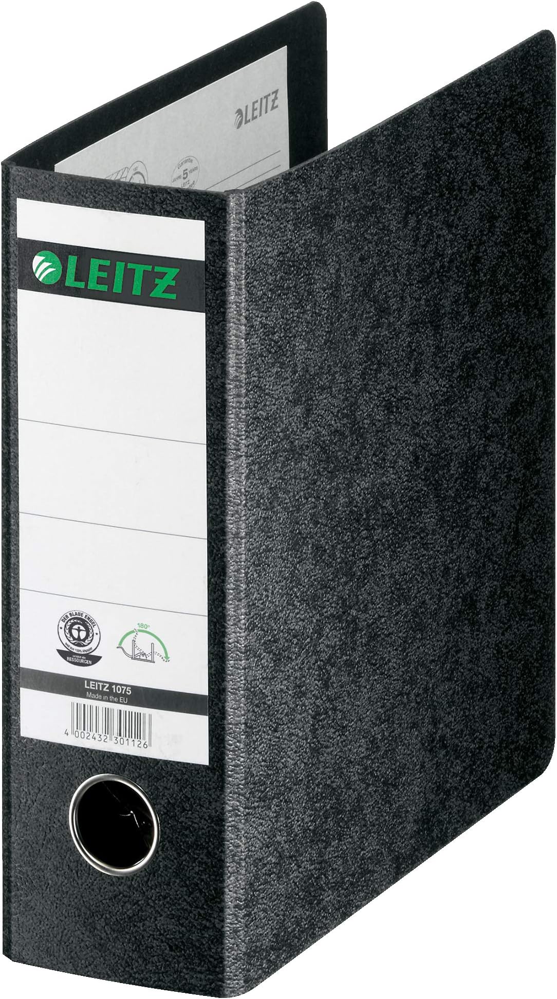 Leitz Esselte 10750000 Card Folder A5 Portrait Width 75 mm with Finger Hole Black Card Spine