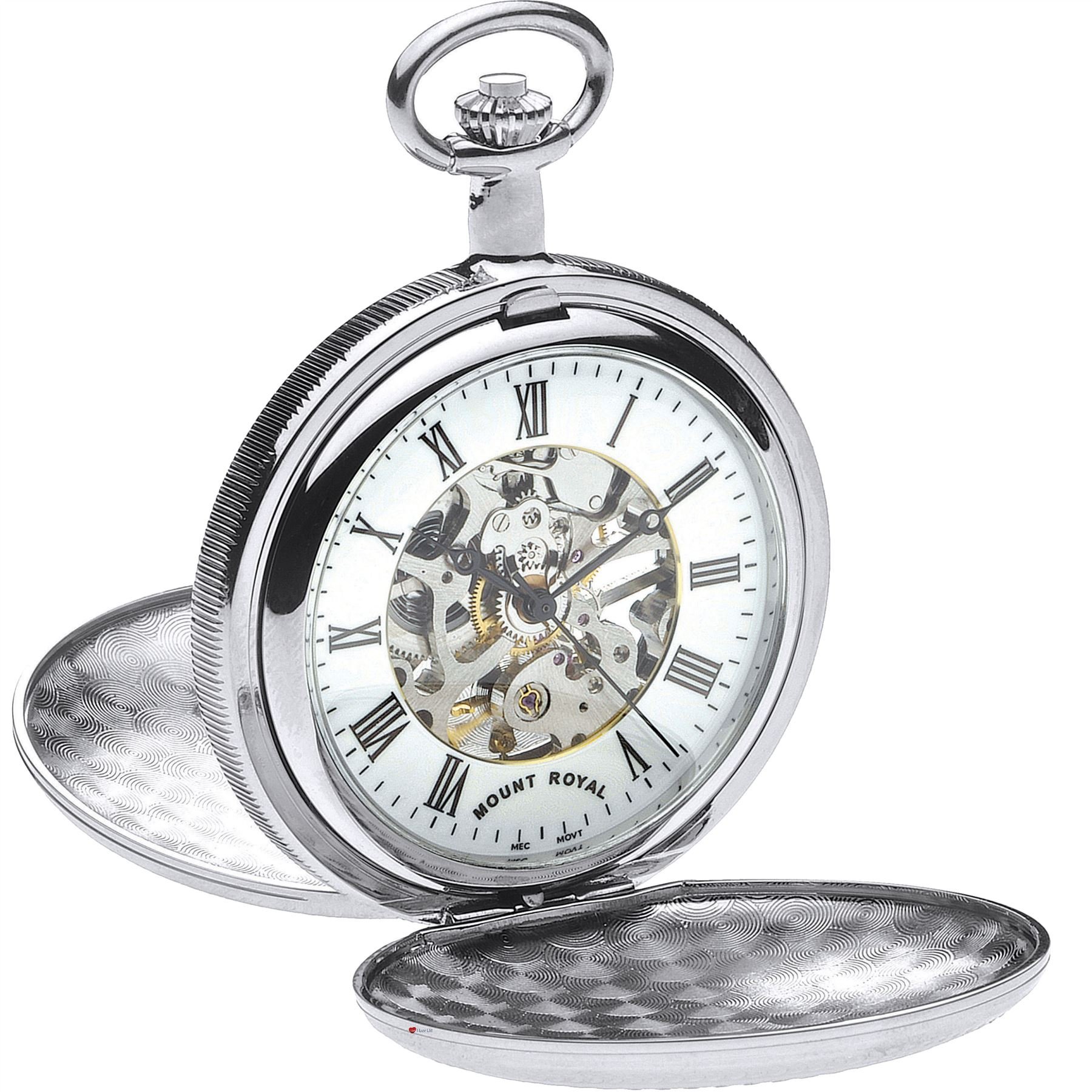 Reloj de bolsillo esqueleto cromado para complementar tu traje formal con distinción 6