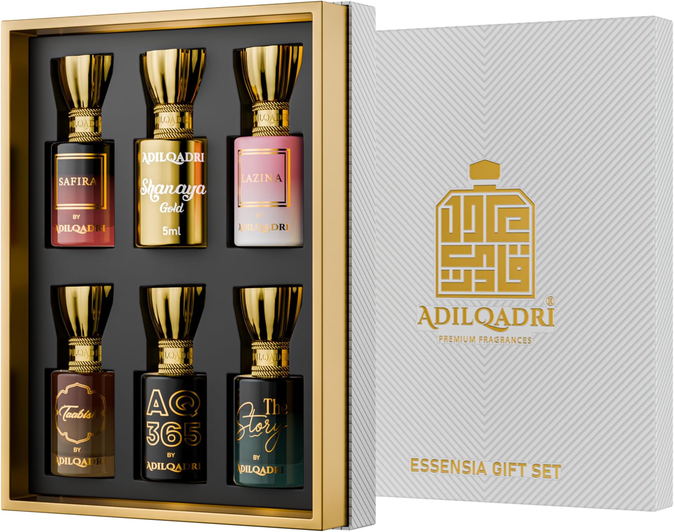 Adilqadri Essensia Luxury Attar Combo for Men and Women | Alcohol-Free | Long-Lasting Roll-On Attar Perfume Gift Set (5.5 ml Each)