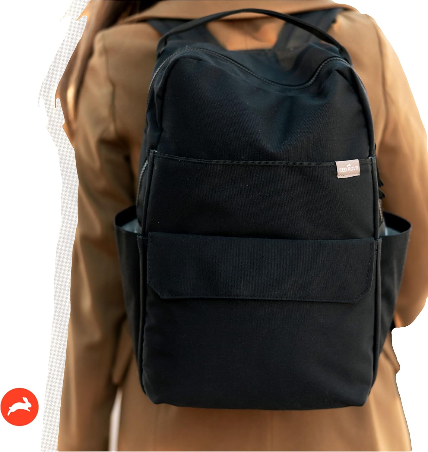 RED ROVR Roo Lightweight 1 LB Diaper Bag Backpack | 11 organizational pockets| Durable & Water-Resistant (Black)