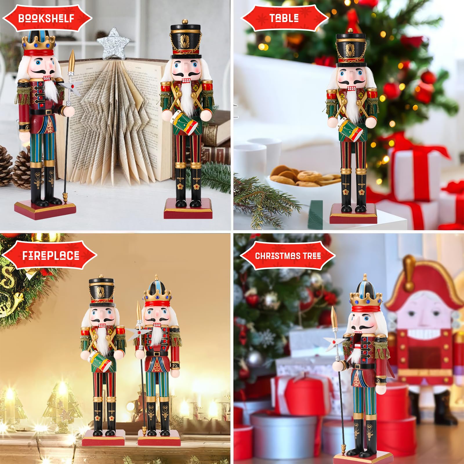 Casse-Noisette Soldats boîte à Musique boîte à Musique en Bois 38cm avec et Base Ronde pour décoration de noël Cadeau de noël décoration de la Maison Casse-Noisette Boite à Musiques
