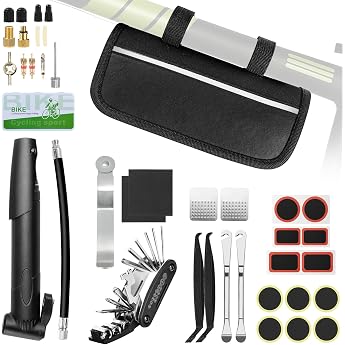 Ninonly Bicycle Repair Kit 38 Pieces Bicycle Repair Tool Set with 16-in-1 Bicycle Multitool Emergency Kit Repair Kit Tyre Lever Bicycle Repair Kit with Bicycle Pump and Repair for On the Go