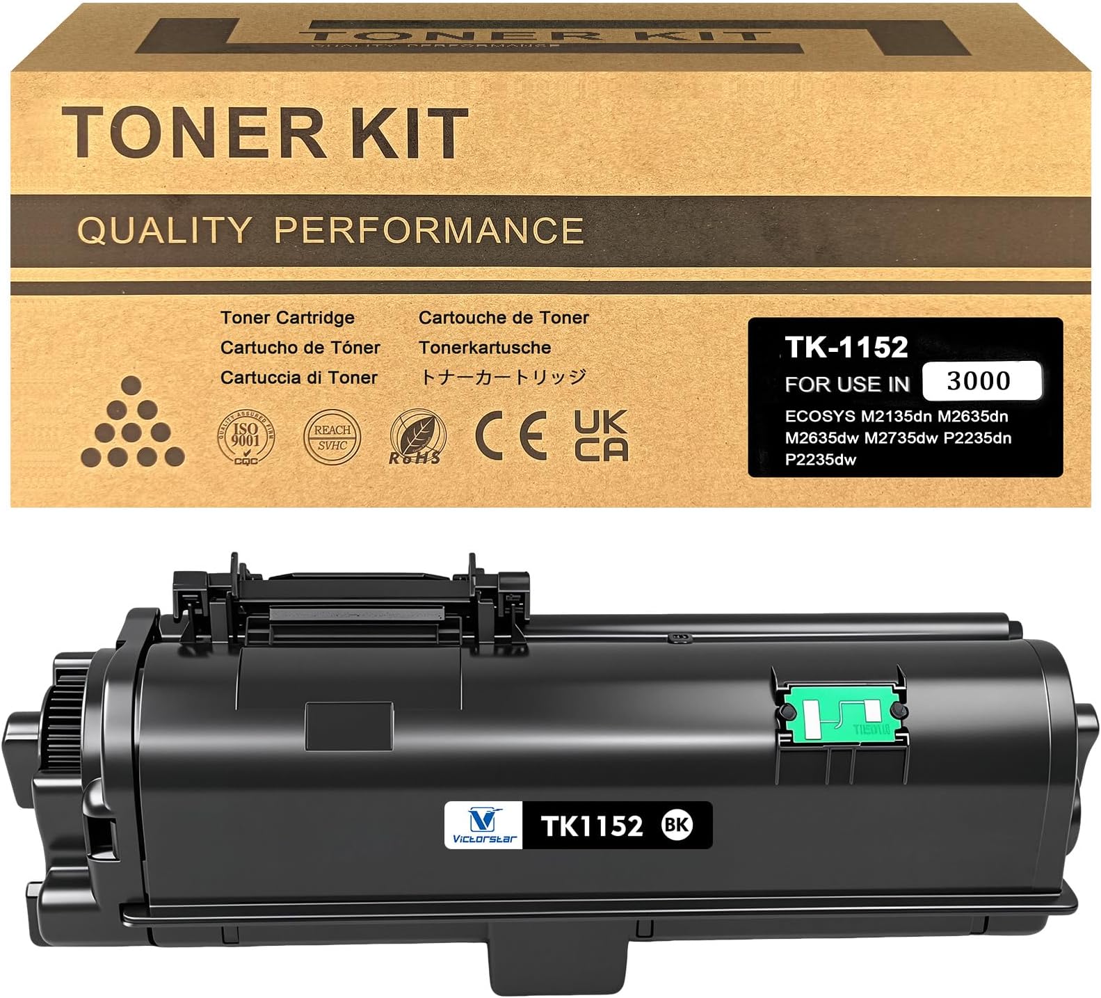 Compatible Toner Cartridge TK1152 TK-1152 1T02RV0US0 Black for Kyocera ECOSYS M2135dn M2635dn M2635dw M2735dw P2235dn P2235dw Laser Printers