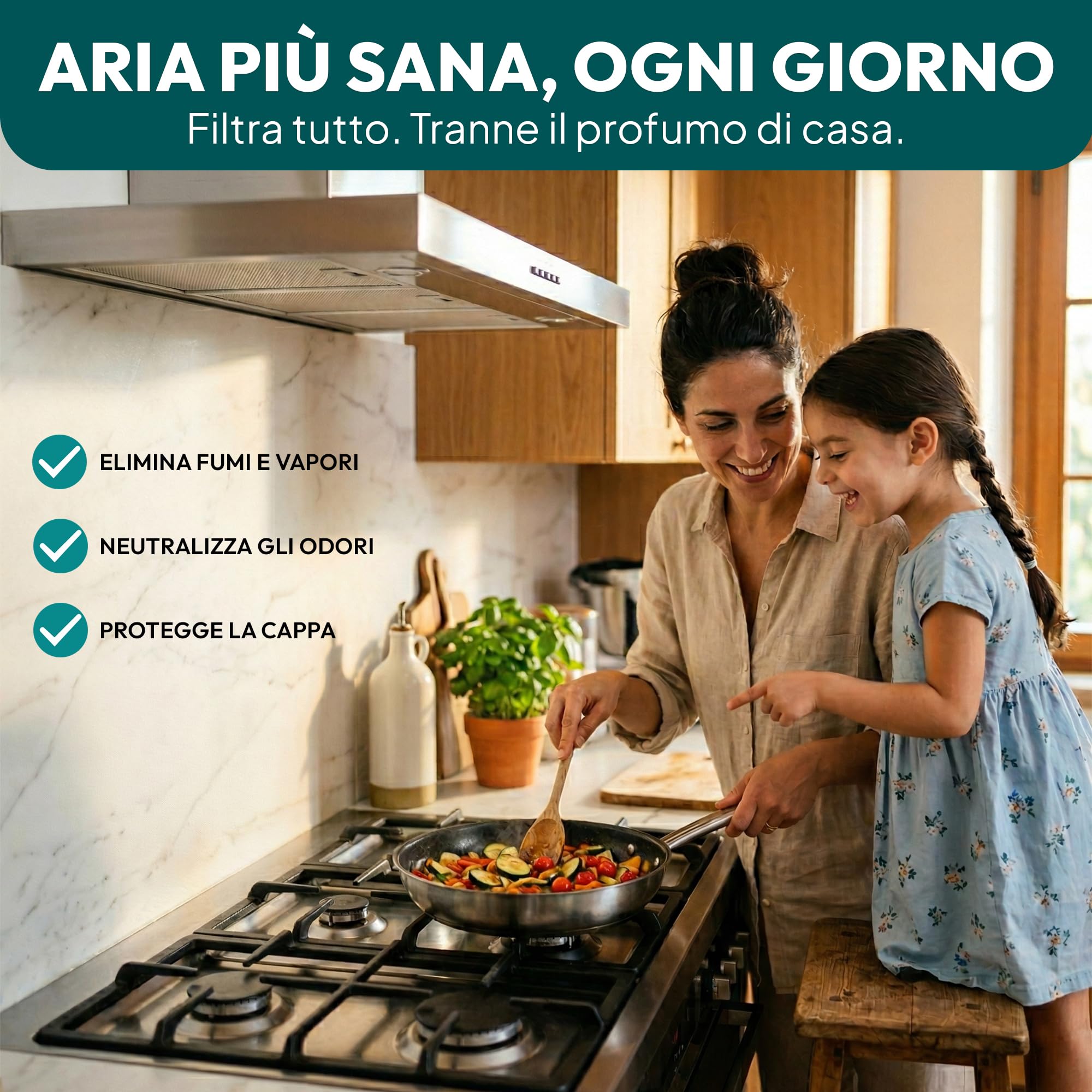 Filtro Cappa Cucina Universale ai Carboni Attivi 50x100 cm | Telo Antigrasso Antiodore Ritagliabile | Filtri per Cappa Cucina a Ricircolo | Compatibile con Tutte le Cappe Aspiranti | Made in Italy - 5