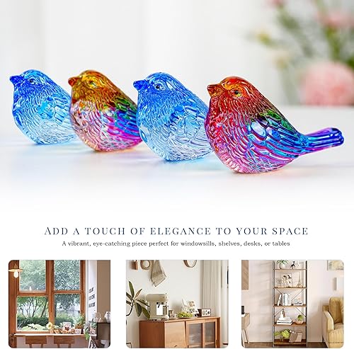 Miniatura 6 de QFkris Estatuas de pájaros pequeños para decoración del hogar, decoración de pájaros de vidrio soplado para mesa, escritorio de oficina, sala de