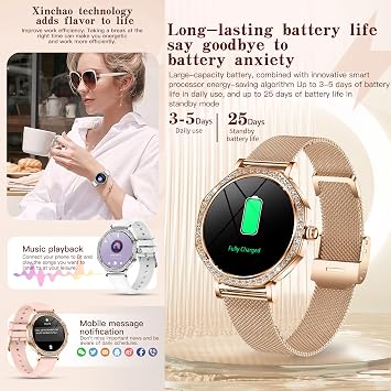 1.32 AMOLED Women's Smart Watch with Calls and Whatsapp, Military Smart Watch with 123 Sports Modes/SpO2/Sleep, 3ATM Waterproof Men's Smartwatch for Android iOS (Silver)