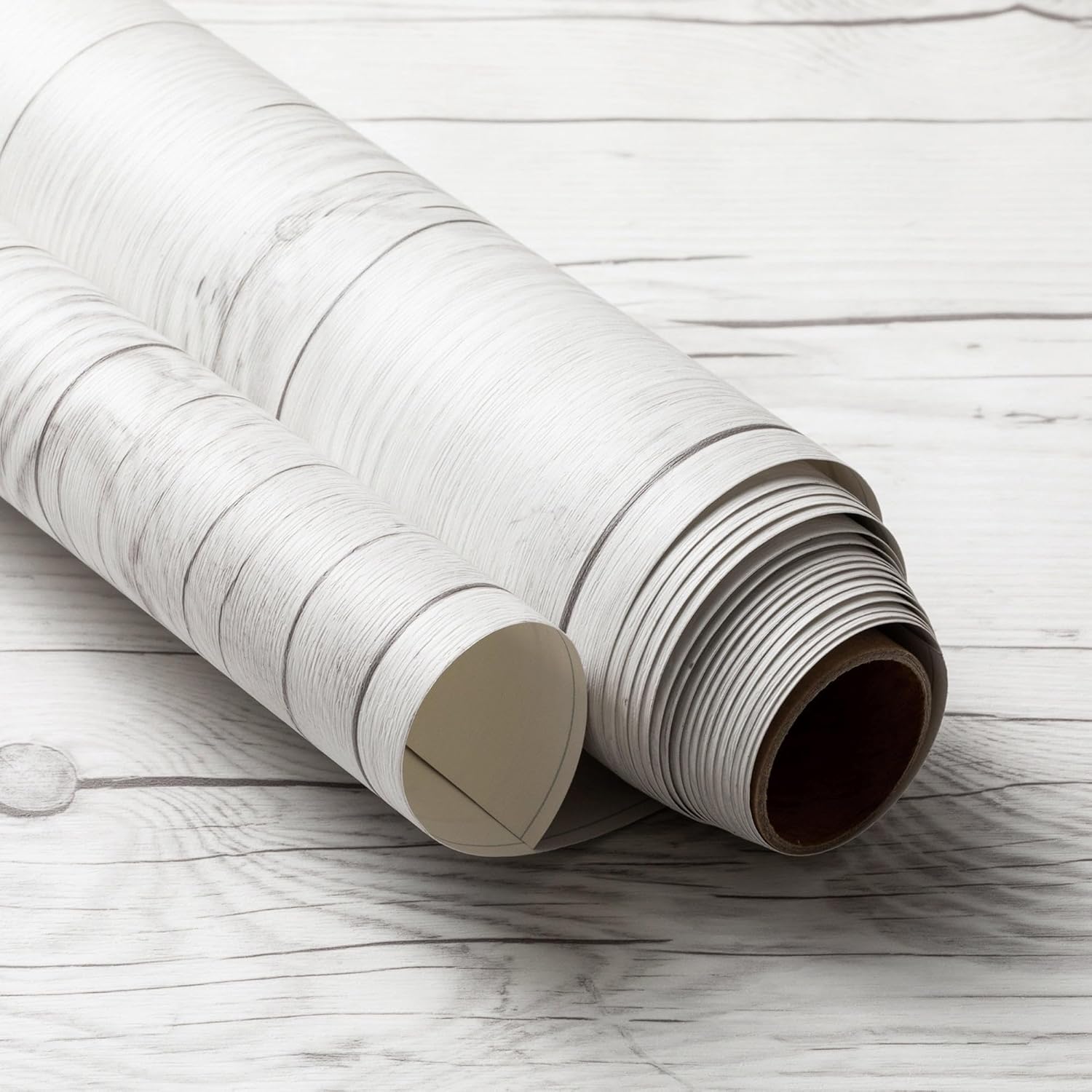 Very Berry Sticker Wood Panel Peel and Stick Wallpaper (19.6" x 118", 2 Pack, Light Texture, White Grain) Waterproof and Easy to Clean Self-Adhesive Film for Any Surfaces and Furnitures