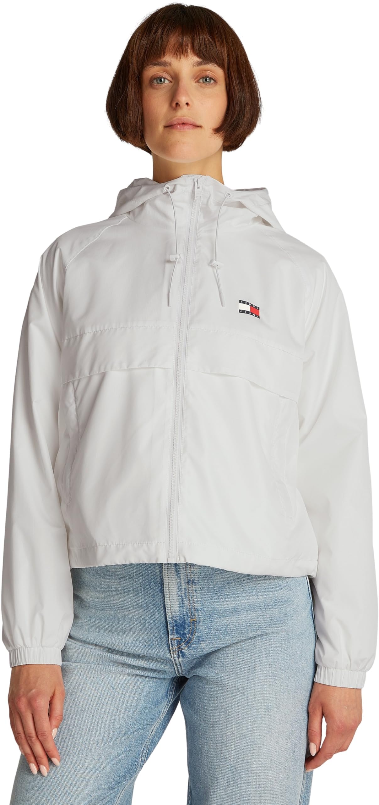 Tommy Jeans Women's TJW ESSENTIAL WINDBREAKER EXT DW0DW20672 Windbreaker Jacket, White (Ecru), M