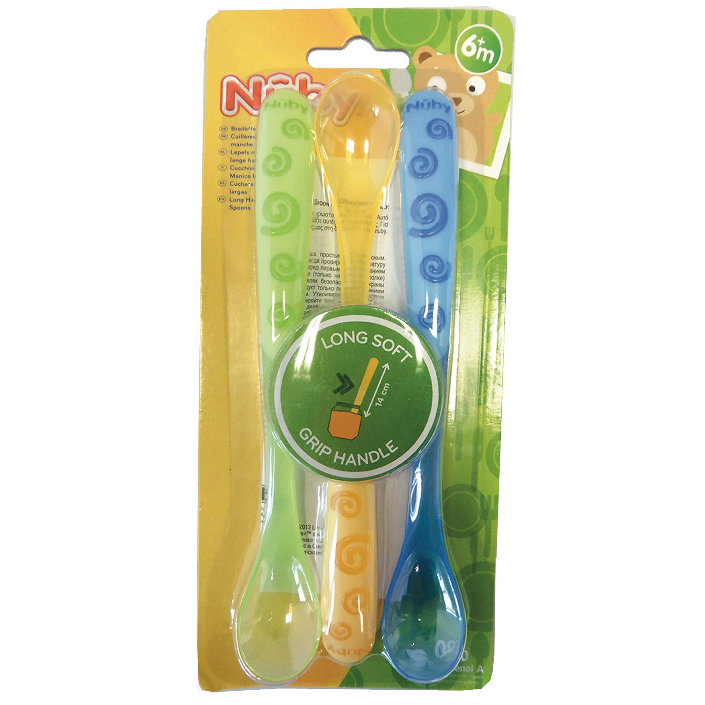 Nuby ID5377 – łyżka szeroka, 3 sztuki, różne kolory