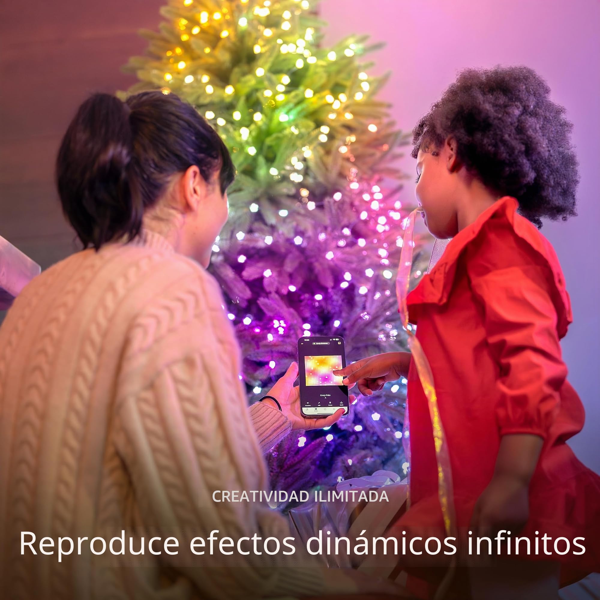 Twinkly Strings USB-C Candle 200 LED, cadena de luz LED en forma de vela, luces de Navidad, luces LED RGB multicolor, LED asignables, compatible con Alexa, Google Home, alimentación USB-C, cable verde