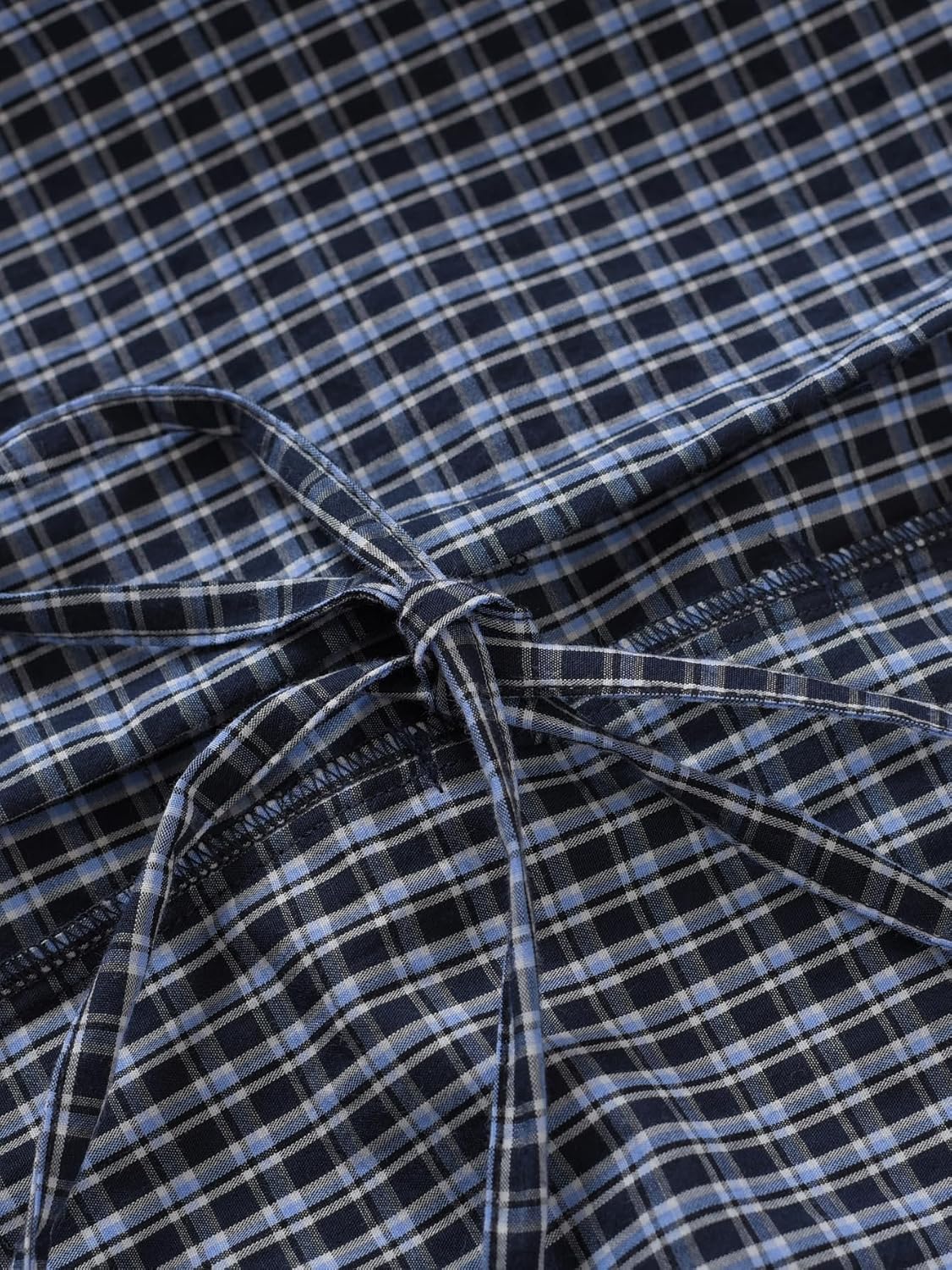 Men's Lightweight Cotton Robe Knee Length Plaid Bathrobe