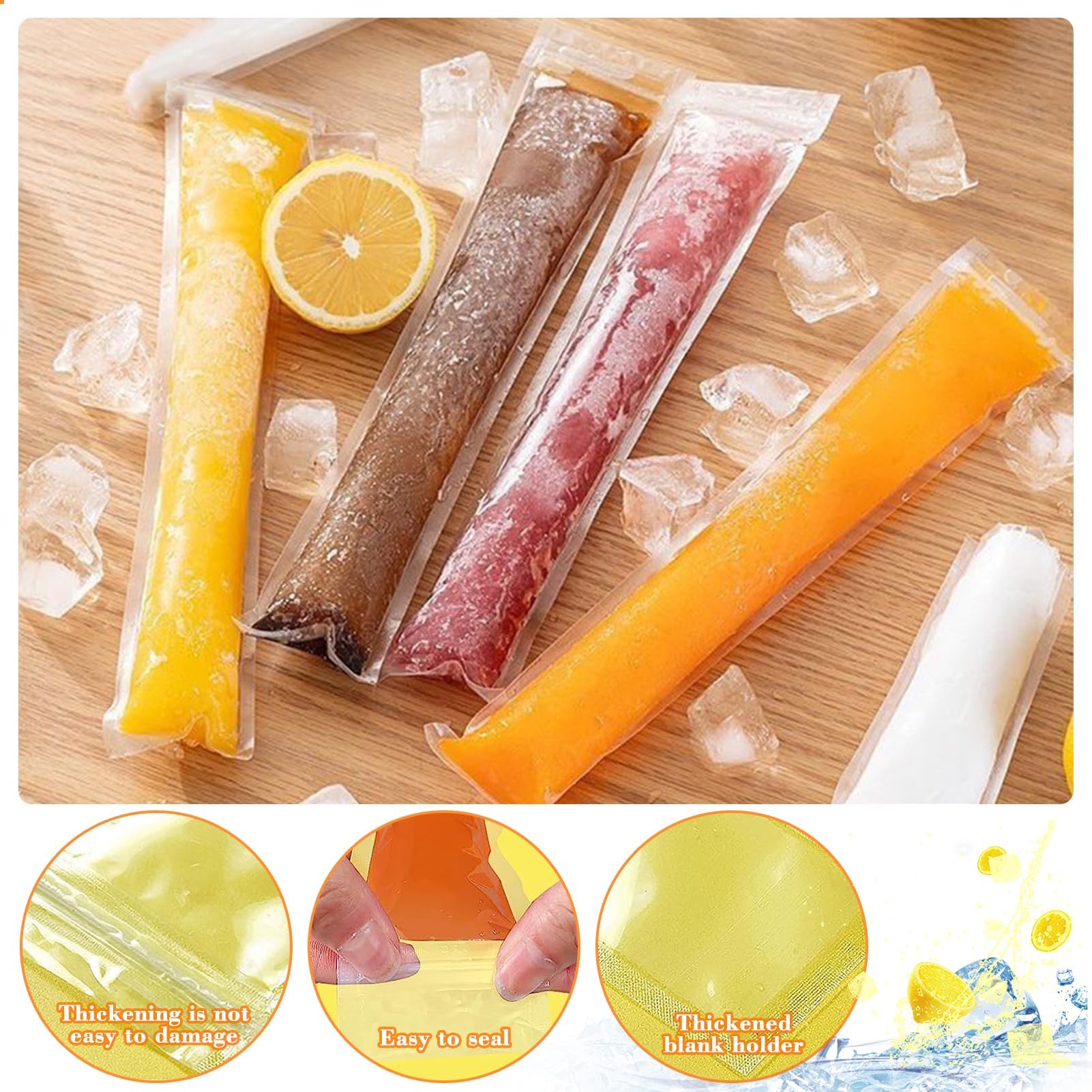 200 Bolsas para Helados, Bolsas para Moldes de Helado Popsicle sin BPA, con 1 Embudo Reutilizable, Bolsas para Paletas DIY para Yogur, Jugo, Helado Casero, Perfectas para Fiestas y Verano
