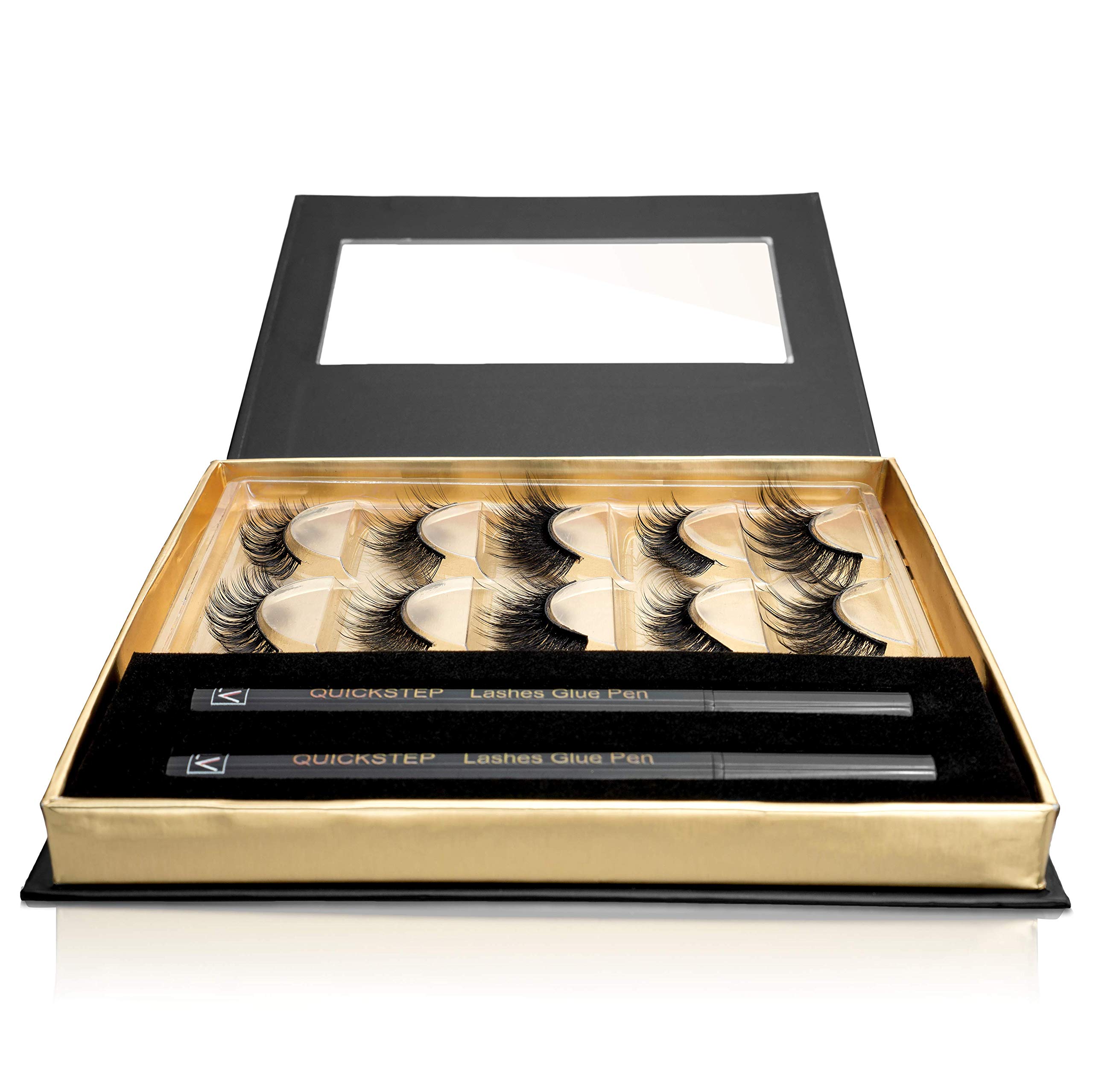 Quickstep Wimpern, Glamour-MIX-Set, Keine Magnete! Revolution im Lasheszeitalter. Bestsellerbox - SET MIT 5 PAAR LASHES INKL. 2X PEN-EYELINER.