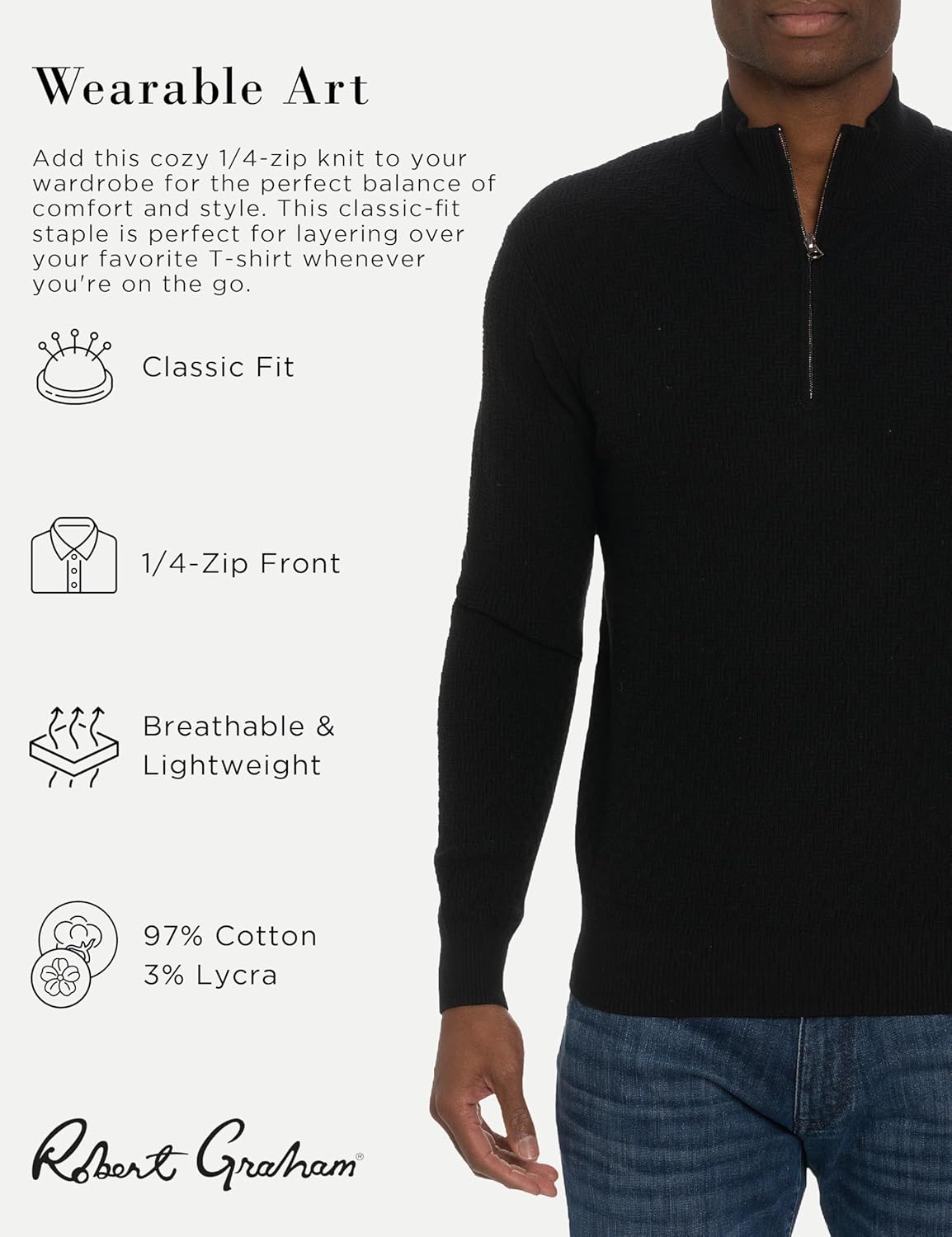 Robert Graham Men's 1/4-zip Long-Sleeve Sweater - Image 2