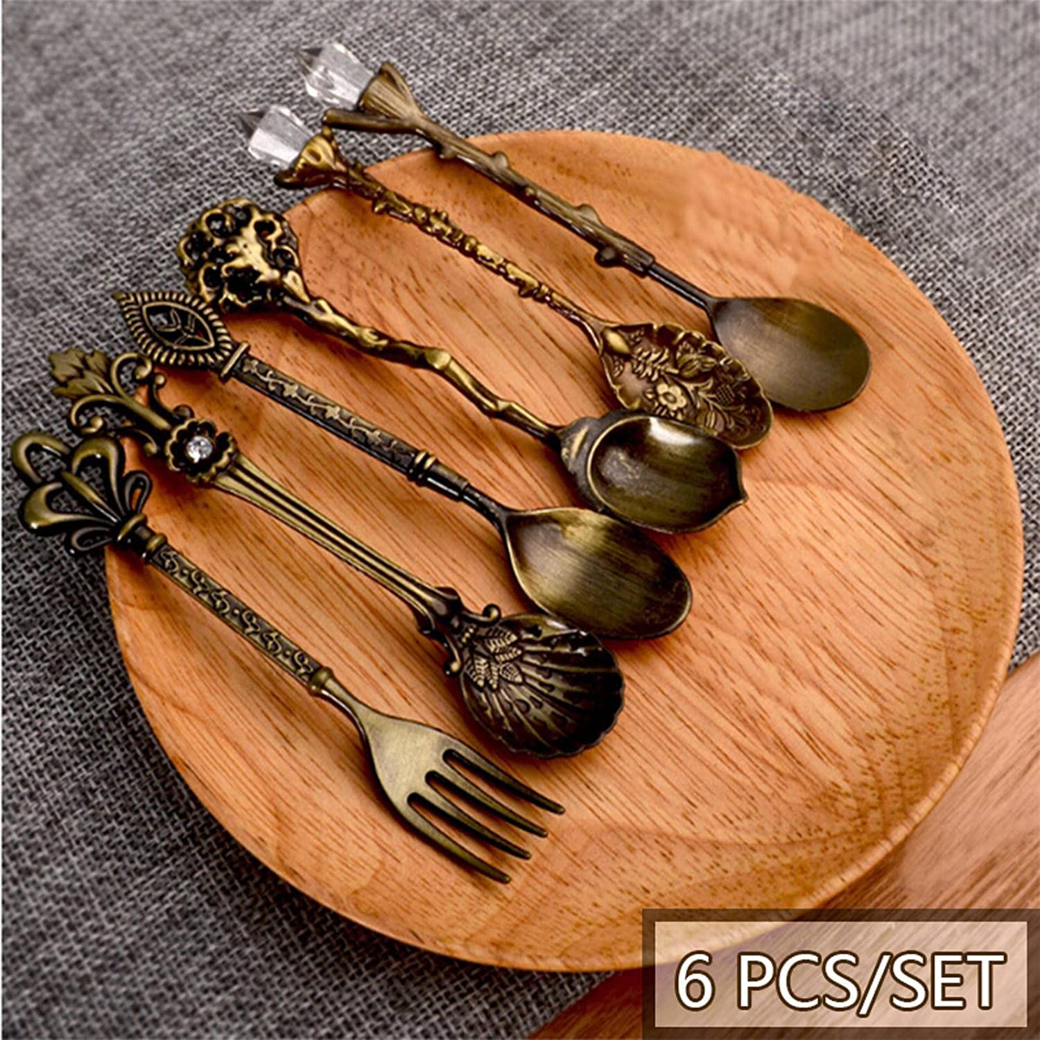 Löffel Restaurants Löffel kaffee löffel set vintage tisch antike tee königliche stil metall geschnitzte gabel spielsteine Esslöffel Hause(J)