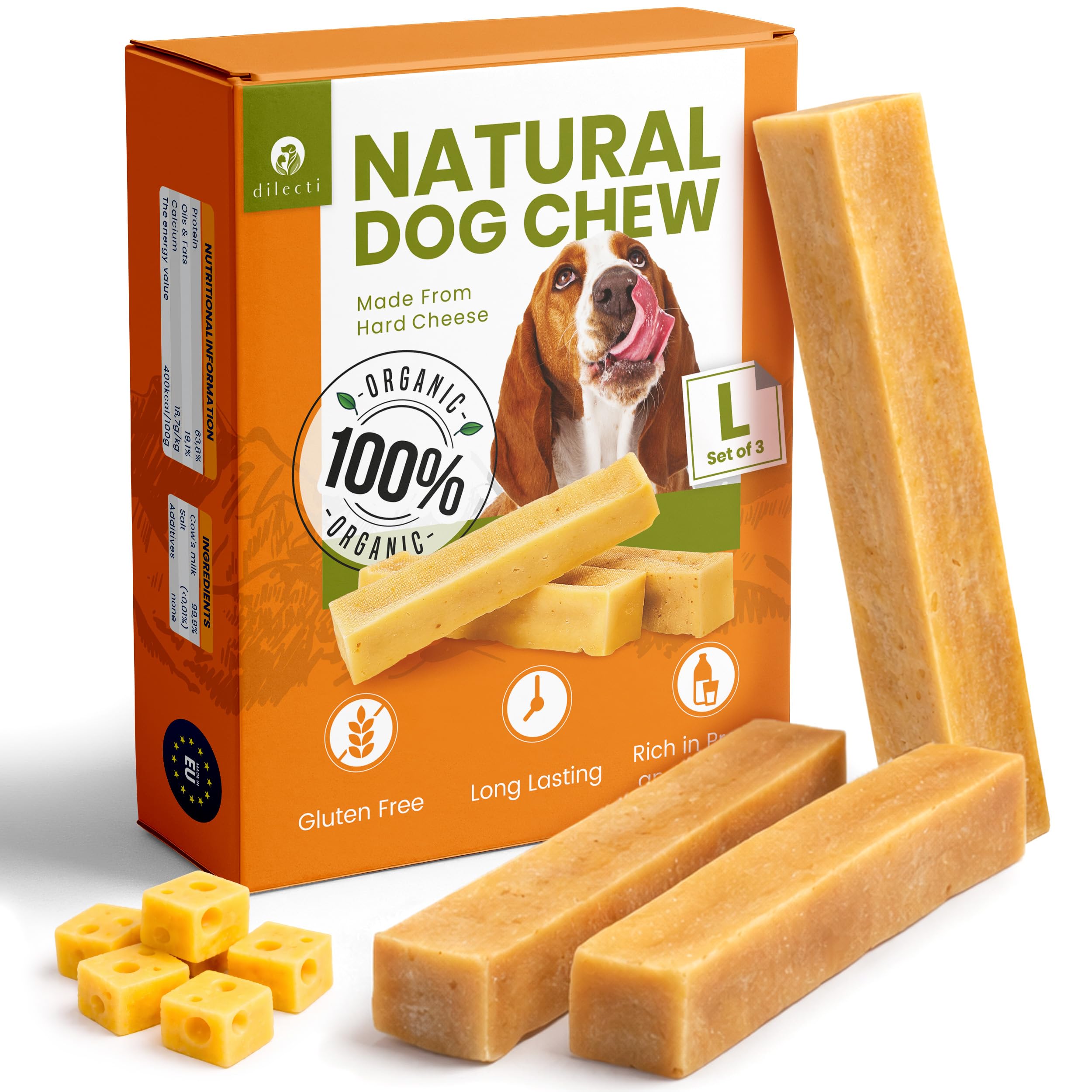 Ossi di formaggio dell'Himalaya - Masticatori naturali e di lunga durata per cani di taglia grande a base di latte, confezione da 3 pezzi