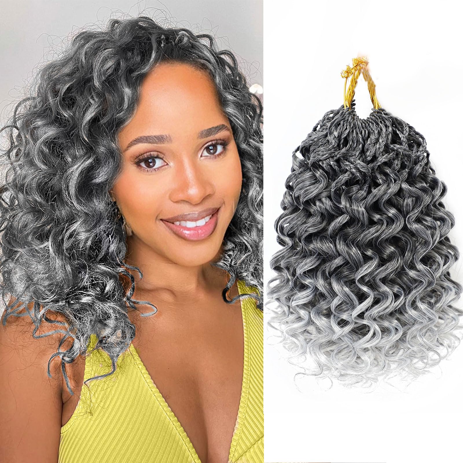 Amazon.com : 7 Packs Gogo Curl Grey Crochet Hair for Women 10 Inch
