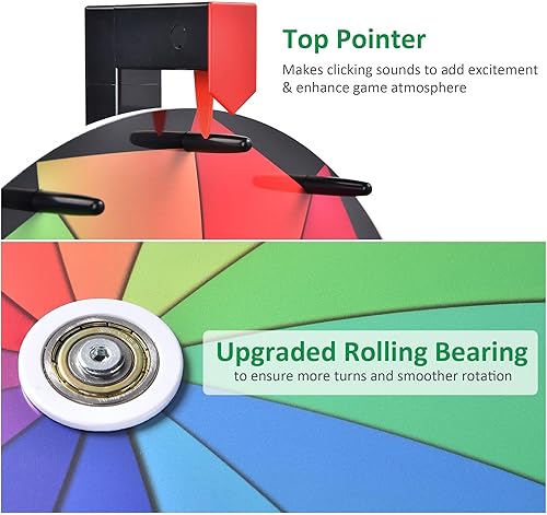 Miniatura 2 de WinSpin Rueda de premios de color de mesa de 15 pulgadas 12 ranuras rueda giratoria editable de la fortuna para rueda de juego de carnaval serie