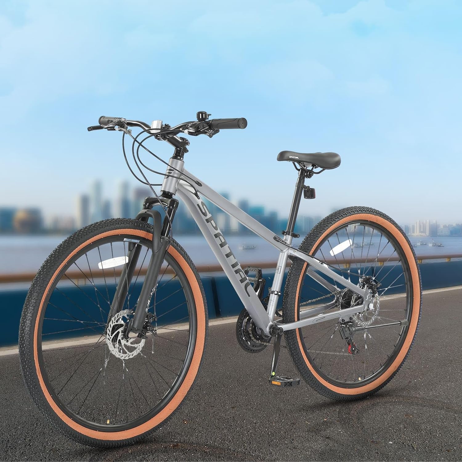 SPATIAL Mountain Bike, 24/26/27.5/29 Inch Outdoor Cycling Bike, 21/8 Speed Lightweight Aluminum Frame | Dual Disc Brakes, Adjustable Ergonomic Seat for Men Women Adult Teens