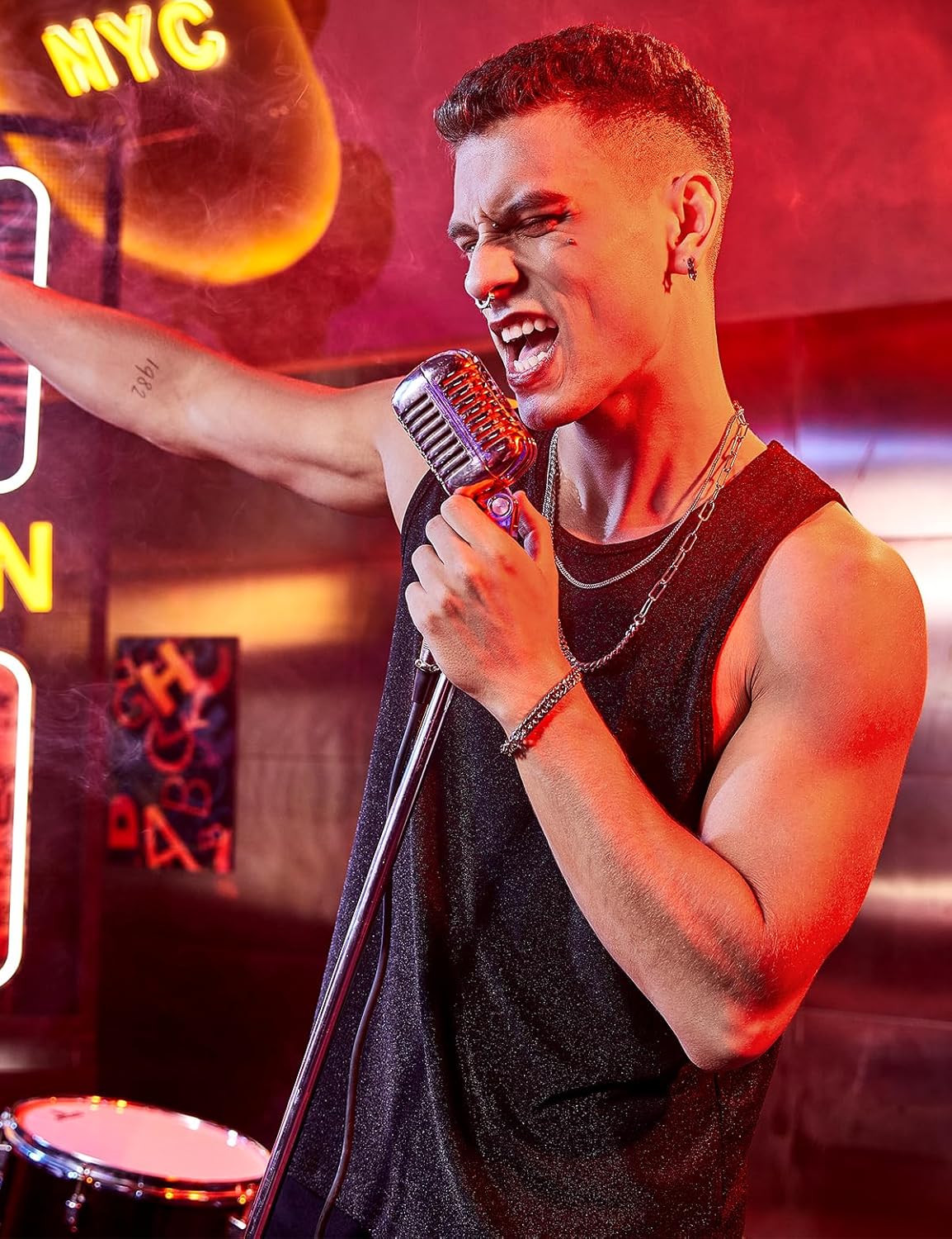 Arjen Kroos Men's Sparkling Party Tank Top Glitter Nightclub Vest for Rave & Stage Performances - Image 5