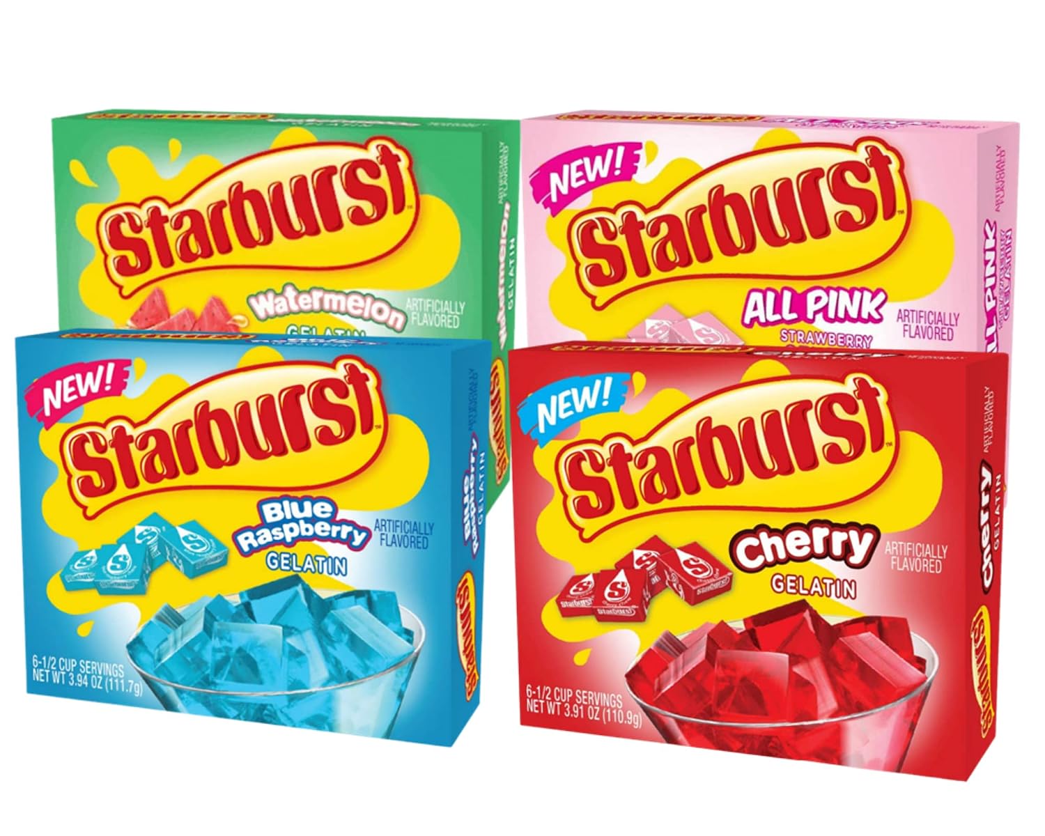 Flavored Gelatin Shot Bundle. Includes All Pink Strawberry, Blue Raspberry, Cherry, and Watermelon Flavors! Comes With a BELLATAVO Fridge Magnet!