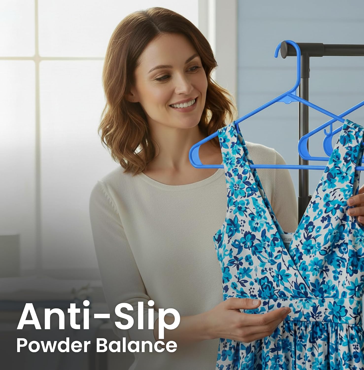 Utopia Home Plastic Hangers Blue 50 Pack | Space saving | Durable & strong | Closet organizer | Clothes hangers | Ideal for shirts, pants, skirts & coats