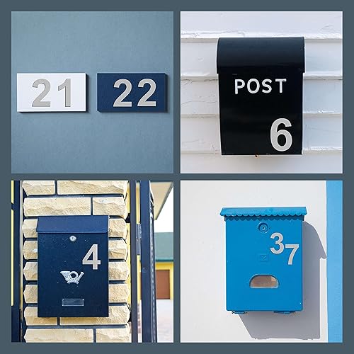 Miniatura 6 de Ywonobs Números de casa, adhesivos de metal autoadhesivos de acero inoxidable de 3 pulgadas para buzón de casa, apartamento, hotel, patio, color