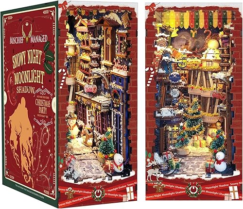 Kits de rincón de libros de bricolaje de Navidad para adultos - Casa de muñecas de madera