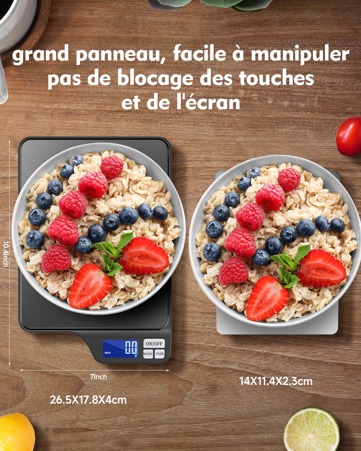 Ricarica USB 5000 g/0.1 g Bilancia da cucina elettronica di alta precisione con, Piattaforma di pesatura extra large in acciaio inossidabile 9 unità e funzione tara, bilancia alimentare