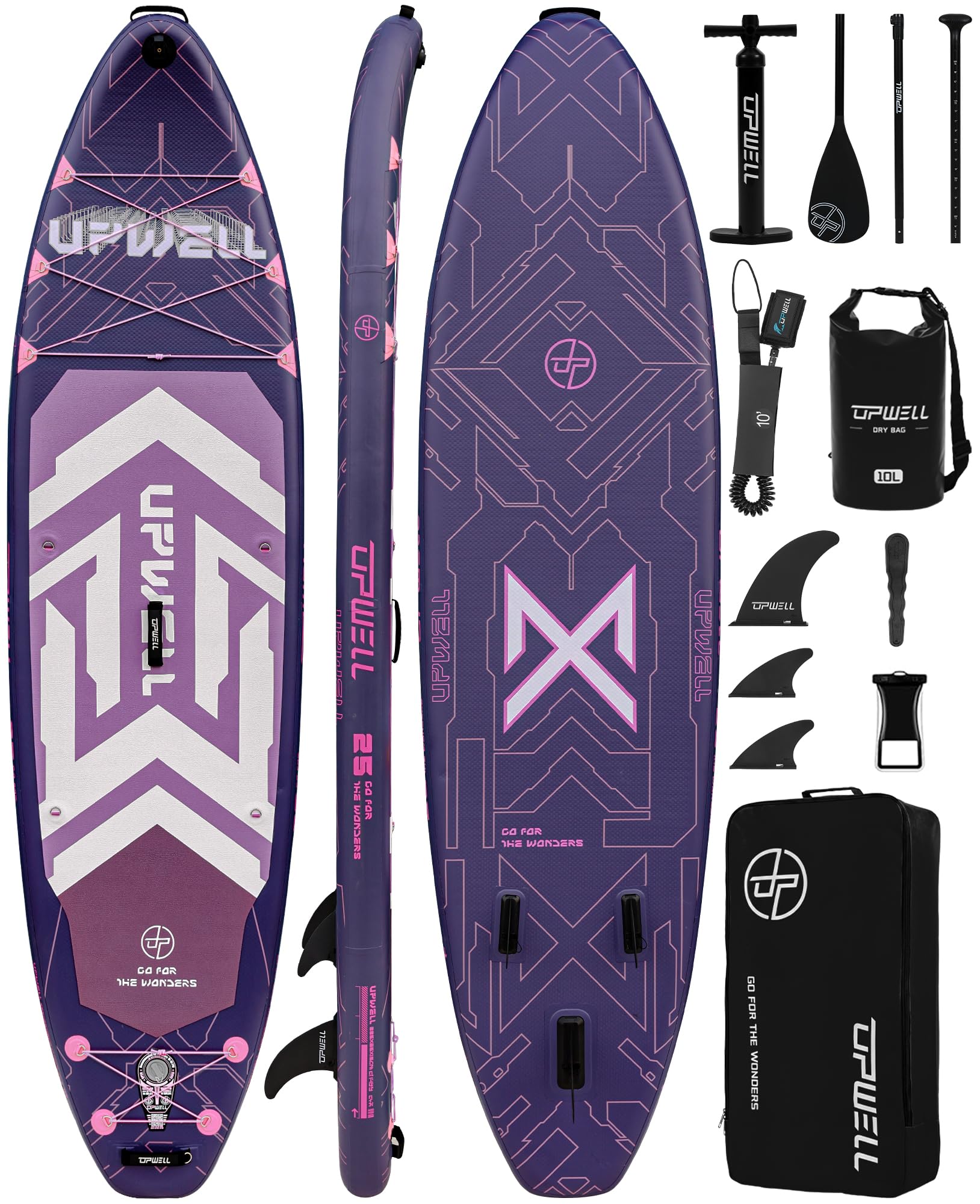 UPWELL 11'6"×35" Extra Wide Inflatable Paddle Board, Stand Up Paddle Board for Youth & Adults, Stable Design, Premium SUP Accessories, 120L Backpack,