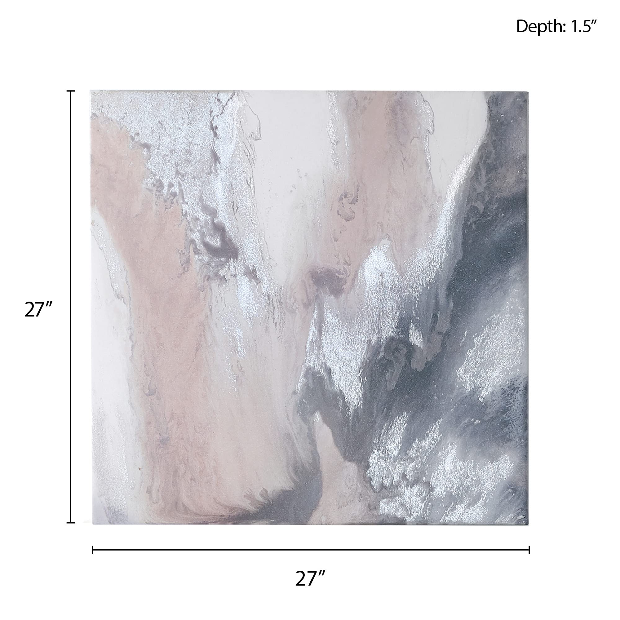 Madison Park Blissful Abstract Wall Art Modern Home Décor Painting Gel Coat Canvas with Silver Foil Embellishment, 27" W x 27" H x 1.5" D, Blush