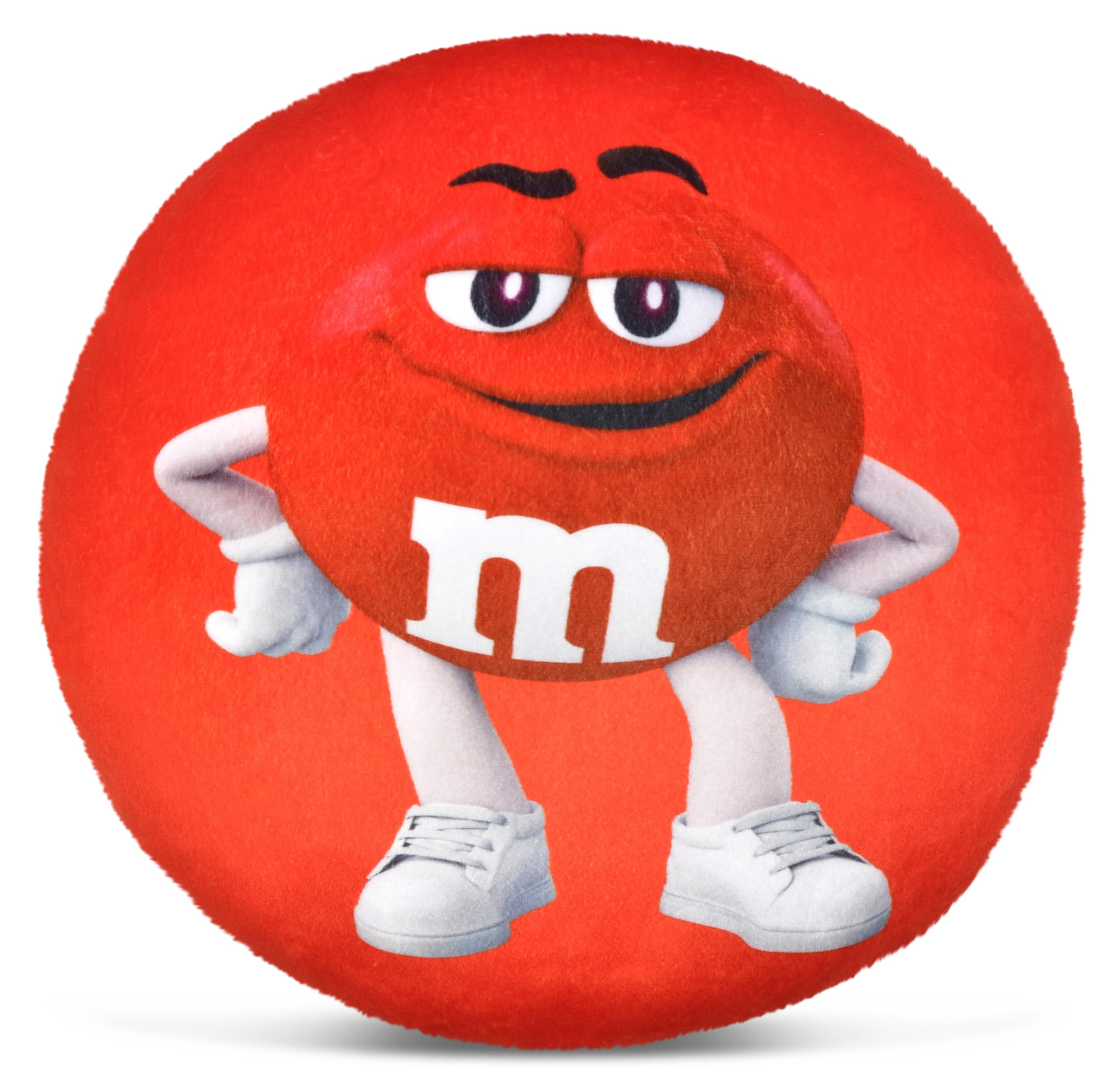 iscream M&M's 10.75" Mini Round Plush Fleece Double Sided Pillow, Red