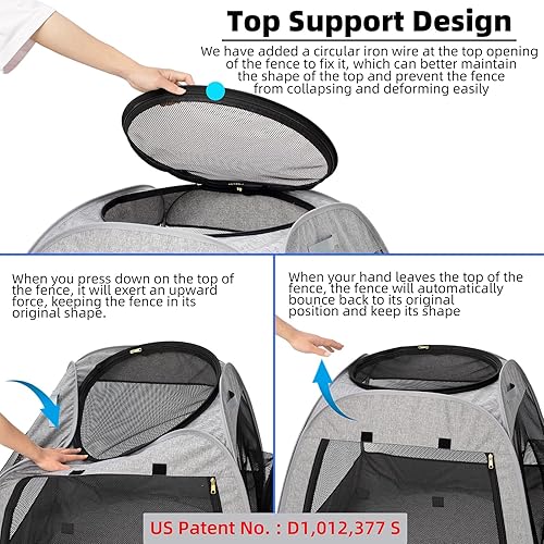 Miniatura 5 de Tenrai Corralito portátil para gatos, diseño trapezoidal para mejor posición, tienda de campaña plegable para mascotas para uso en interiores y