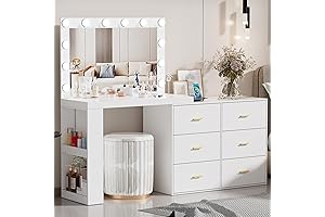 Elegant Makeup Vanity Desk with Mirror and Storage