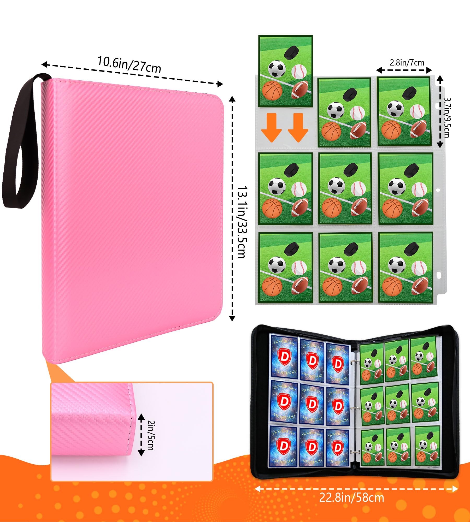 DOVEKERY Trading Card Binder 9 Pocket, 1080 Cards Collection Folder with 60 Sleeves - Image 3