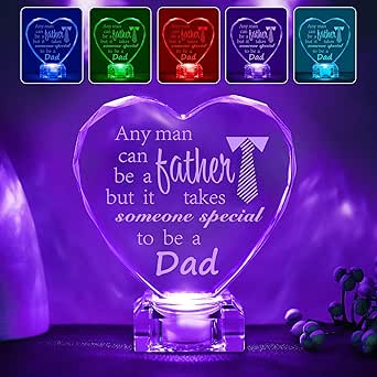 WSYEAR Fathers Day Birthday Gifts for Dad Crystal Lamp Gift, Dad/Papa