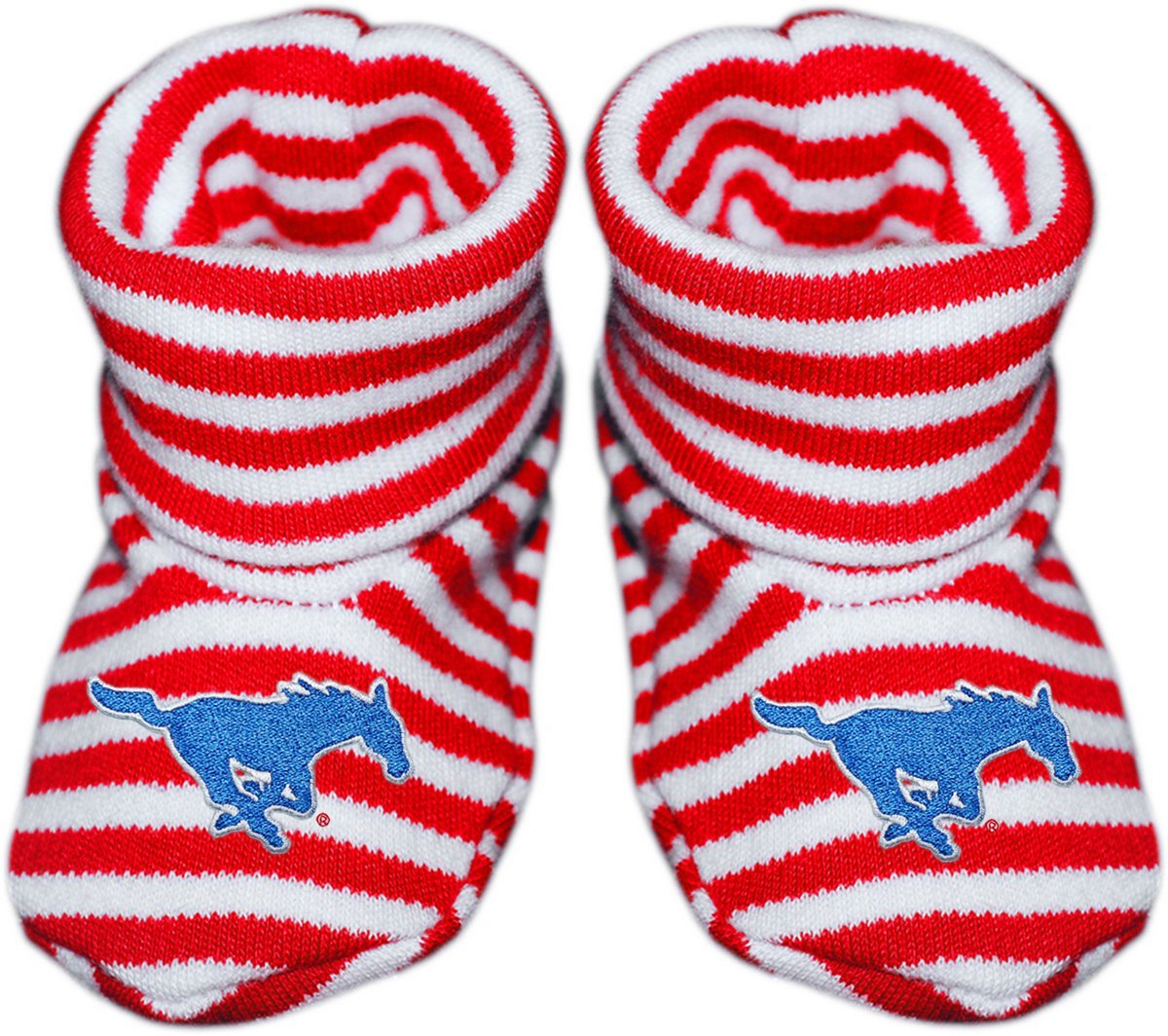Creative Knitwear Southern Methodist University SMU Mustangs Newborn Baby Striped Bootie Sock