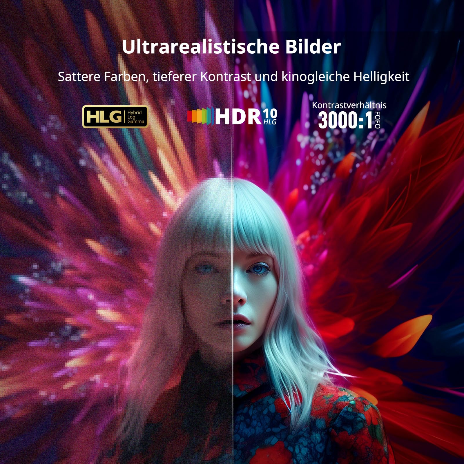WEMAX Nova Pro ALPD Laser TV, Ultrakurzdistanz Beamer 4K mit 2100 ISO Lumen & 3D, Google TV & Google Assistant, WiFi 6, Bluetooth, Dolby Audio DTS-HD, Laser UST Heimkino Beamer für Wohnzimmer