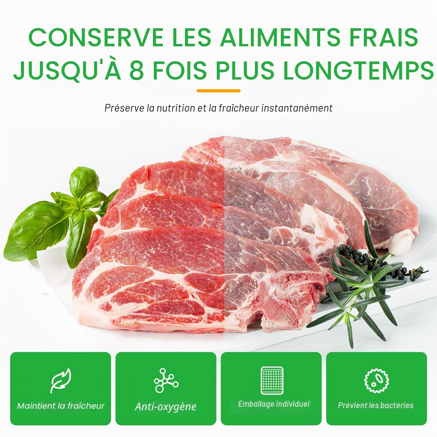 INKBIRD Rouleau Sous Vide Alimentaire 4 Packs: 28x63cm + 20x63cm, Rouleaux Film Sous Vide pour Tous Machine Sous Vide Aliments, Sac Sous Vide pour Le Stockage Des Aliments Et La Cuisson, Sans BPA