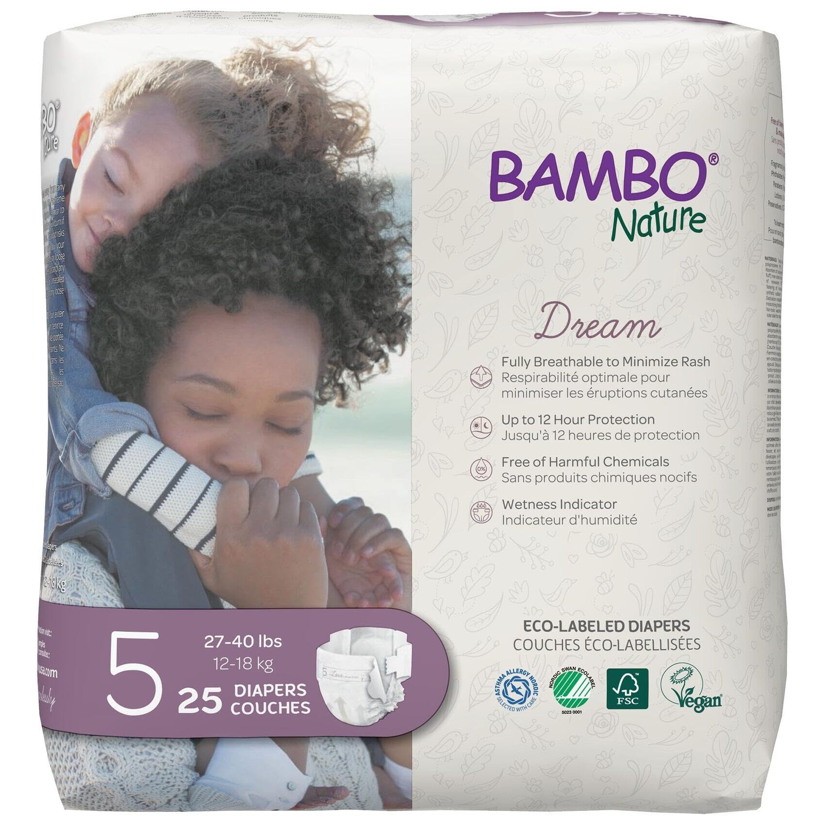 Bambo Nature Eco-Friendly Diapers, Size 5, 12-22 kg (27 diapers)