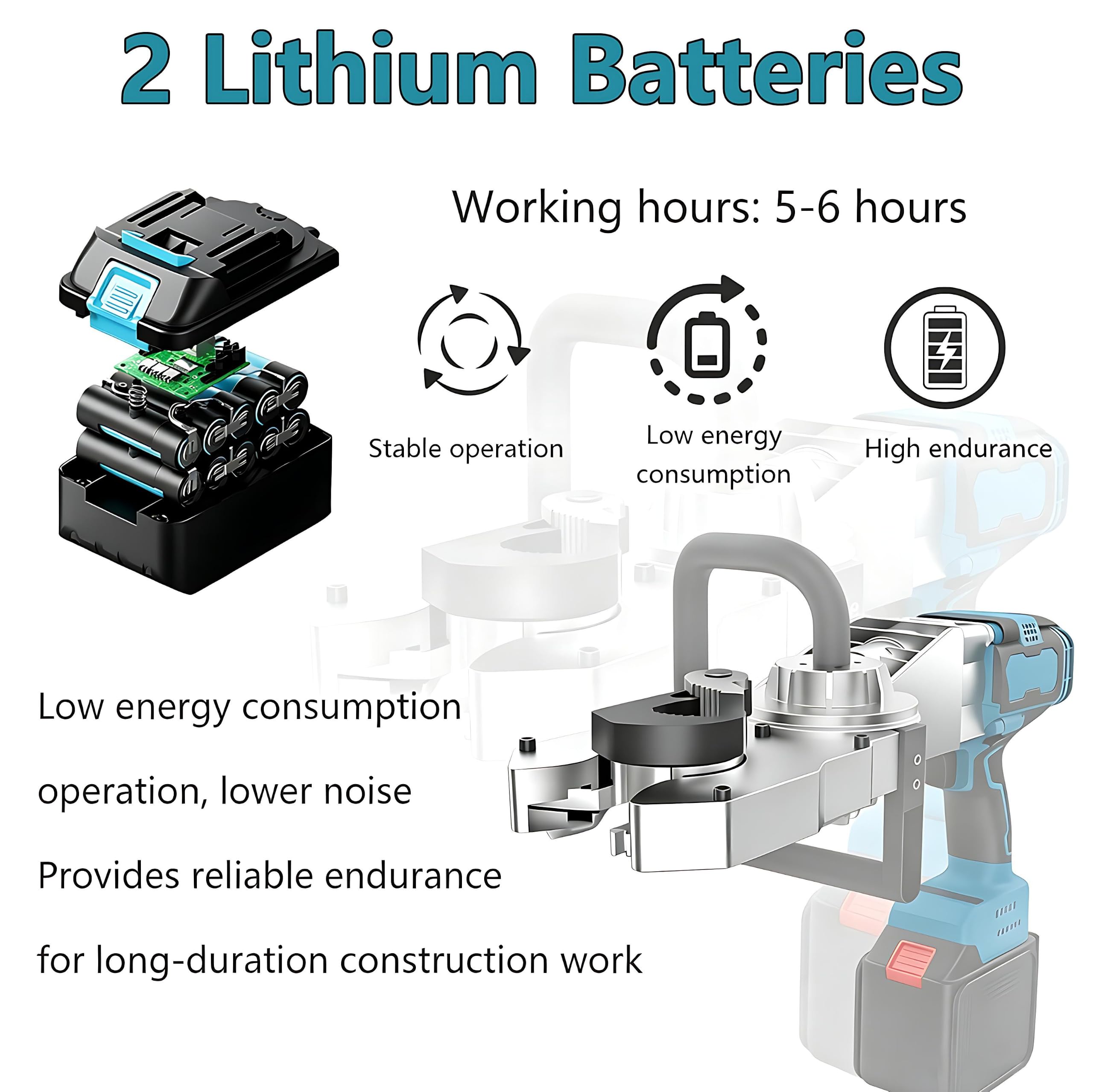 Máquina roscadora para Acero con 2 baterías integradas 2000mAh